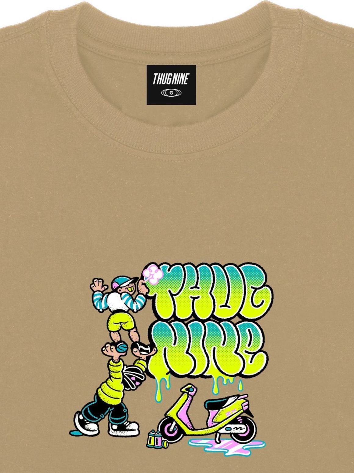 Imagem de: Camiseta Thug Nine Graff Crew Bege