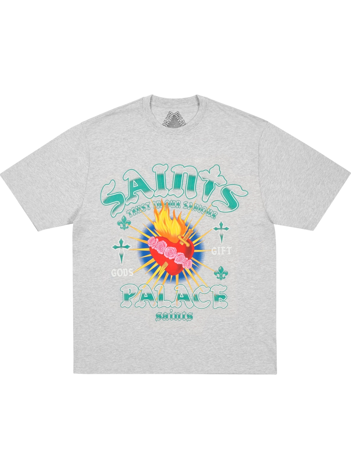 Imagem de: Camiseta Palace Skateboards Gods Gift Cinza Mescla