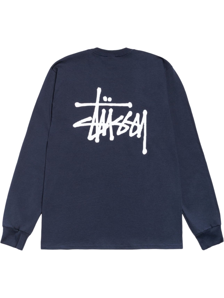 Imagem de: Camiseta Manga Longa Stüssy Basic Logo Azul Marinho