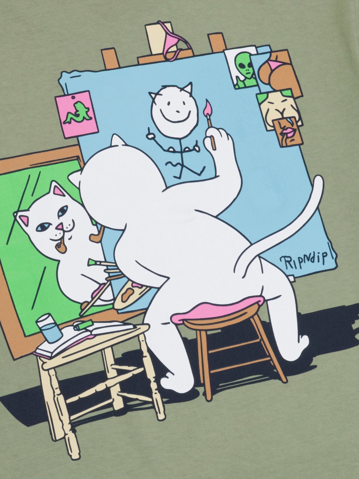 Imagem de: Camiseta RIPNDIP Nerman Rockwell Verde Oliva