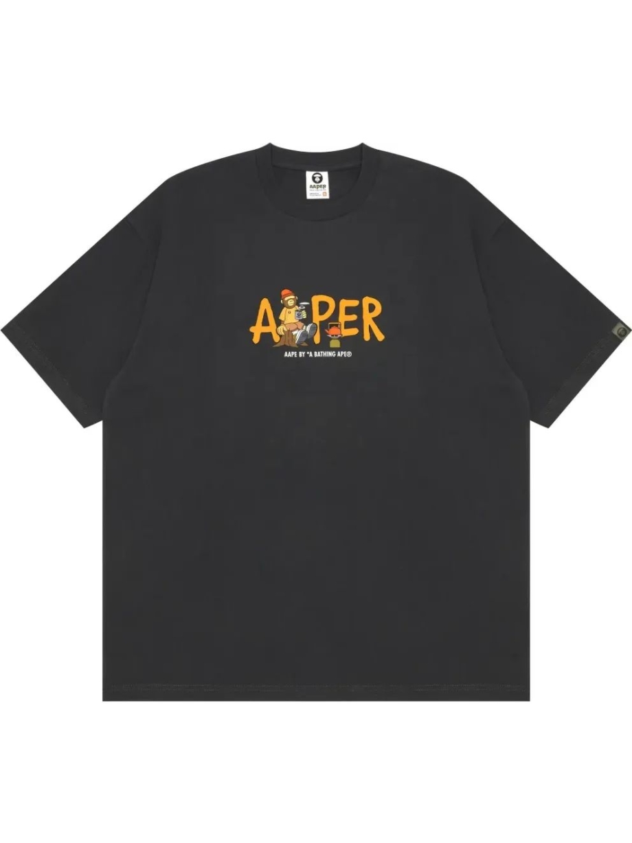 Imagem de: Camiseta AAPE By A Bathing Ape Estampa Logo Cinza Escuro