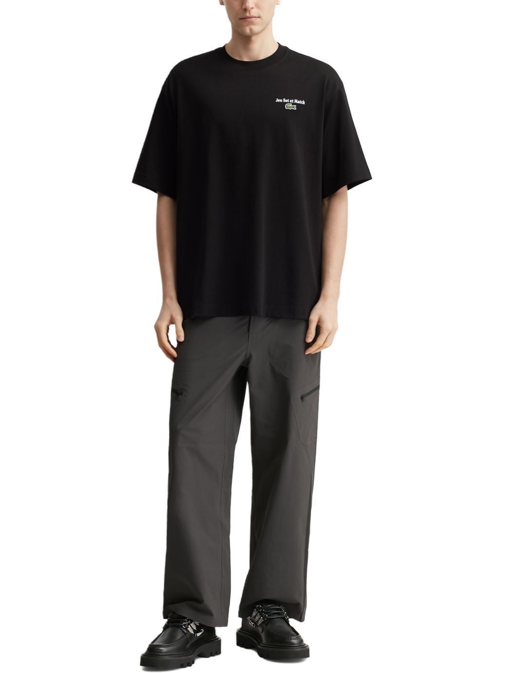 Imagem de: Camiseta Lacoste Loose Fit Heavy Jersey Estampada Preta