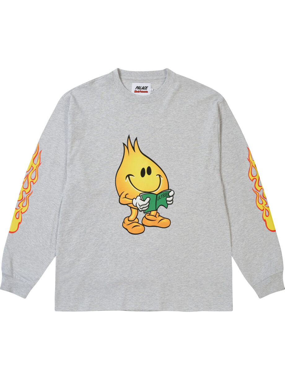 Imagem de: Camiseta Palace World Industries Manga Longa Cinza Mescla