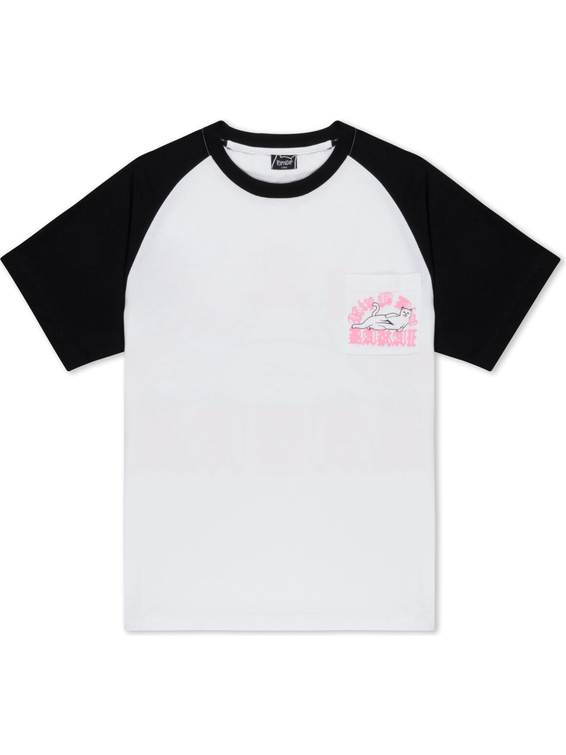 Imagem de: Camiseta Raglan Lakai e Ripndip Bolso Branca e Preta