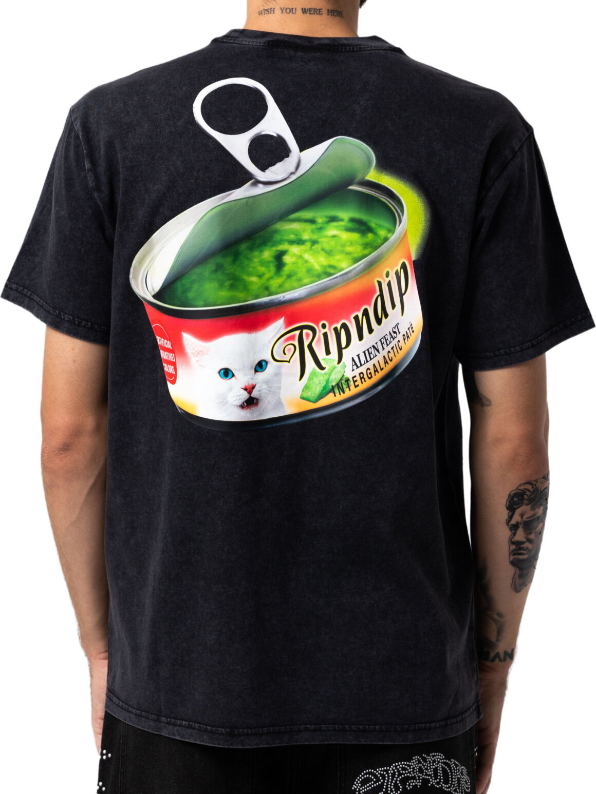 Imagem de: Camiseta RIPNDIP Gourmet Cat Food Preto Estonado