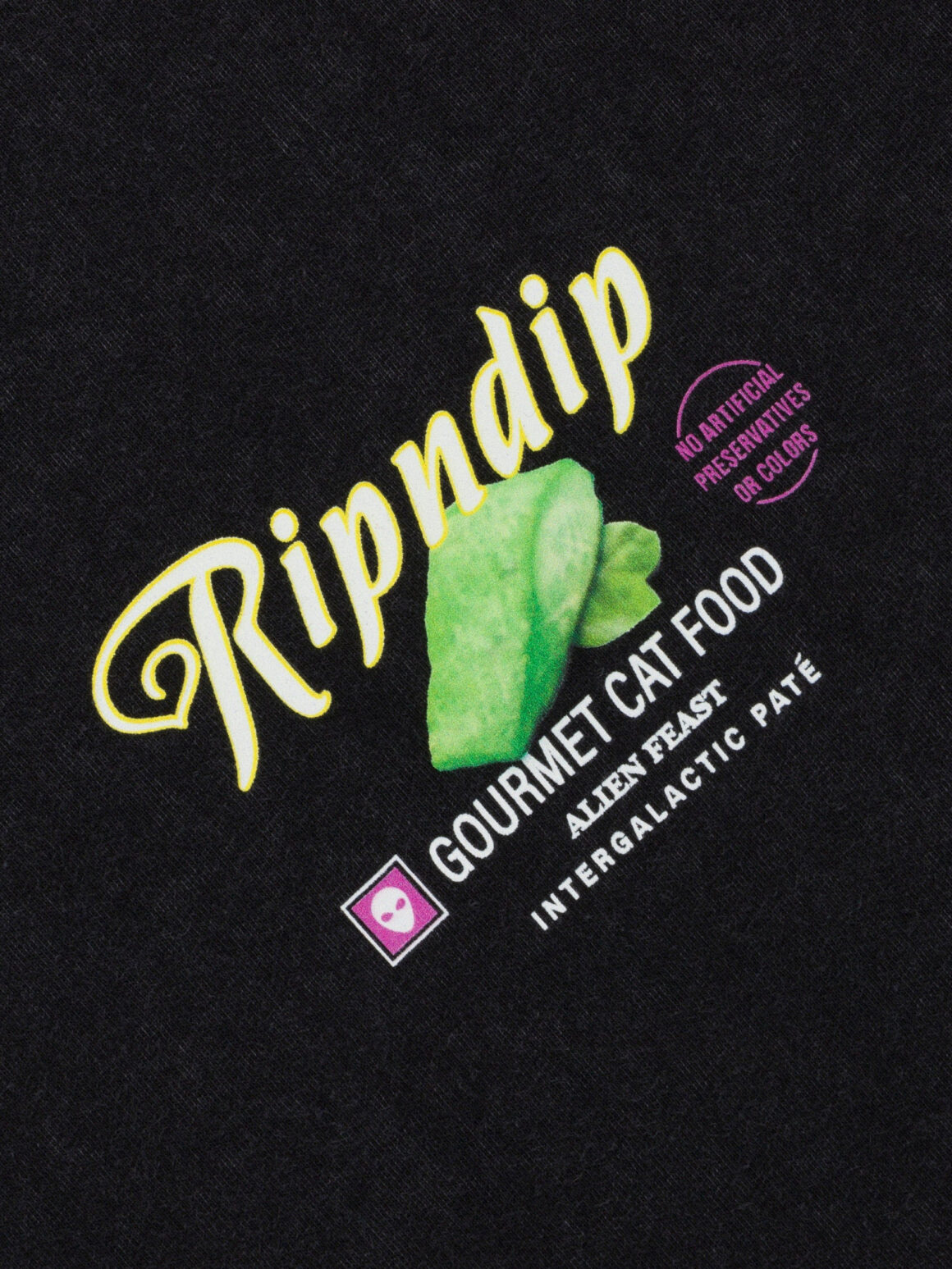 Imagem de: Camiseta RIPNDIP Gourmet Cat Food Preto Estonado