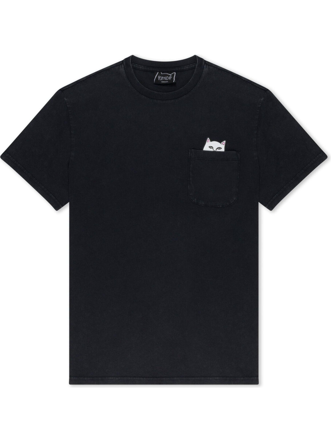 Imagem de: Camiseta RIPNDIP Lord Nermal Pocket Preto Mineral Wash