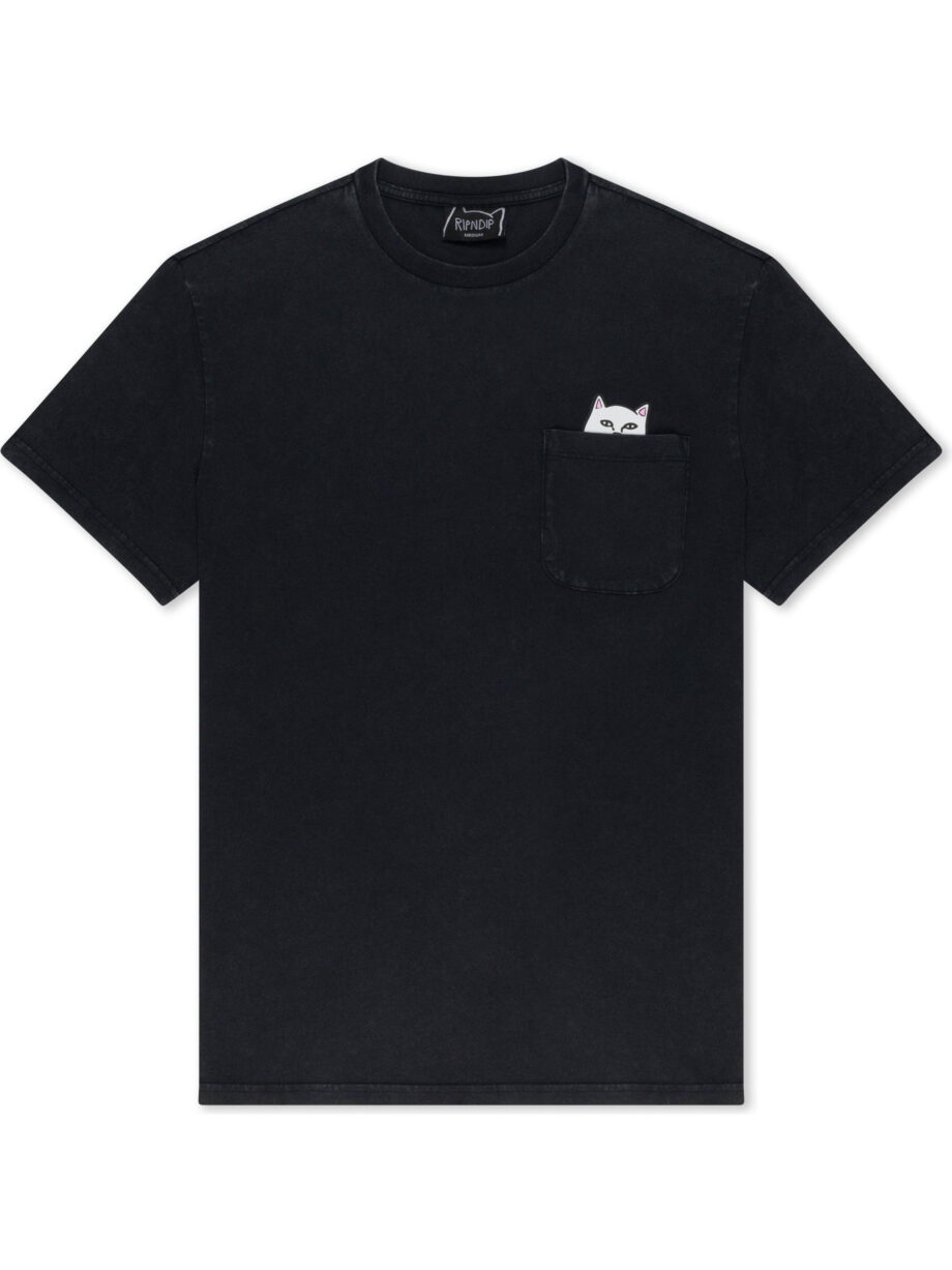 Imagem de: Camiseta RIPNDIP Lord Nermal Pocket Preto Mineral Wash