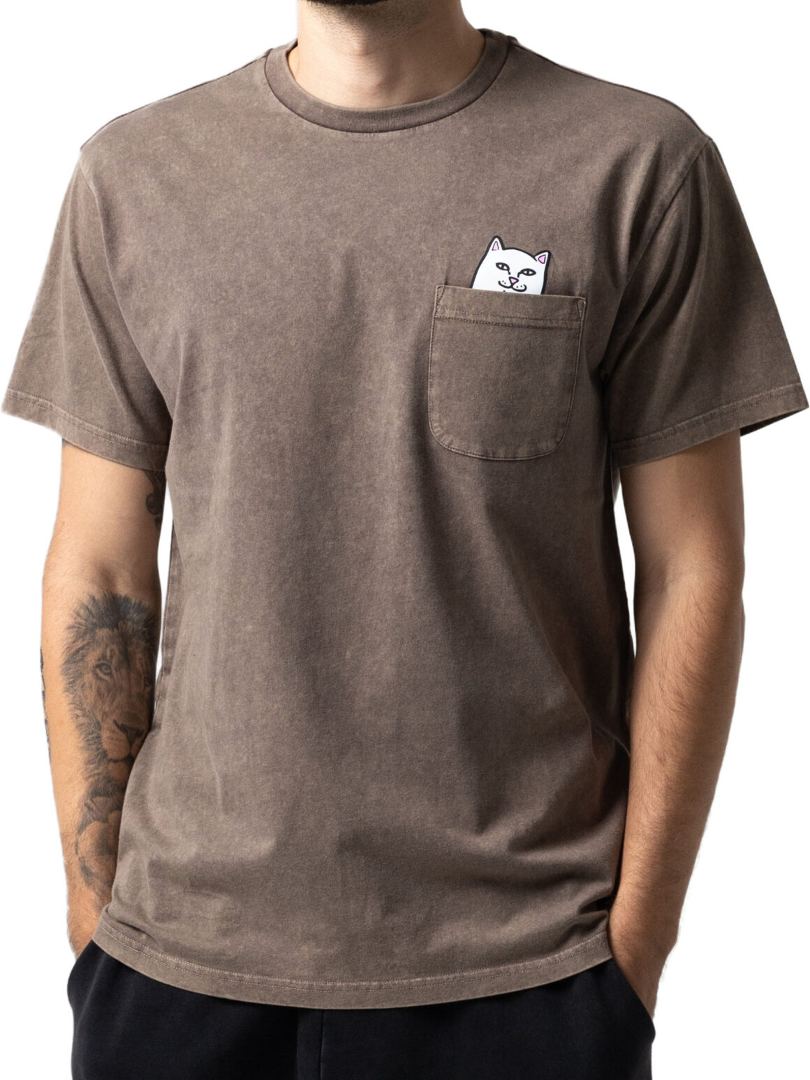 Imagem de: Camiseta RIPNDIP Lord Nermal Pocket Tee Marrom Vintage
