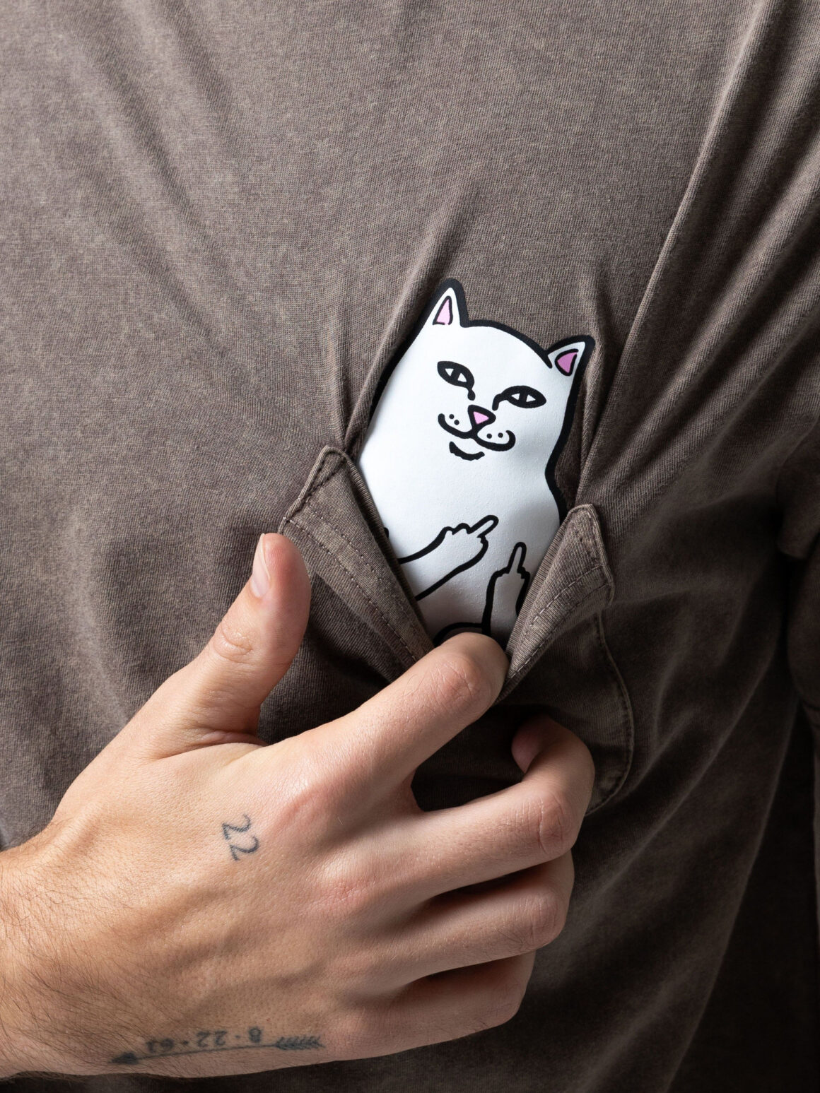 Imagem de: Camiseta RIPNDIP Lord Nermal Pocket Tee Marrom Vintage