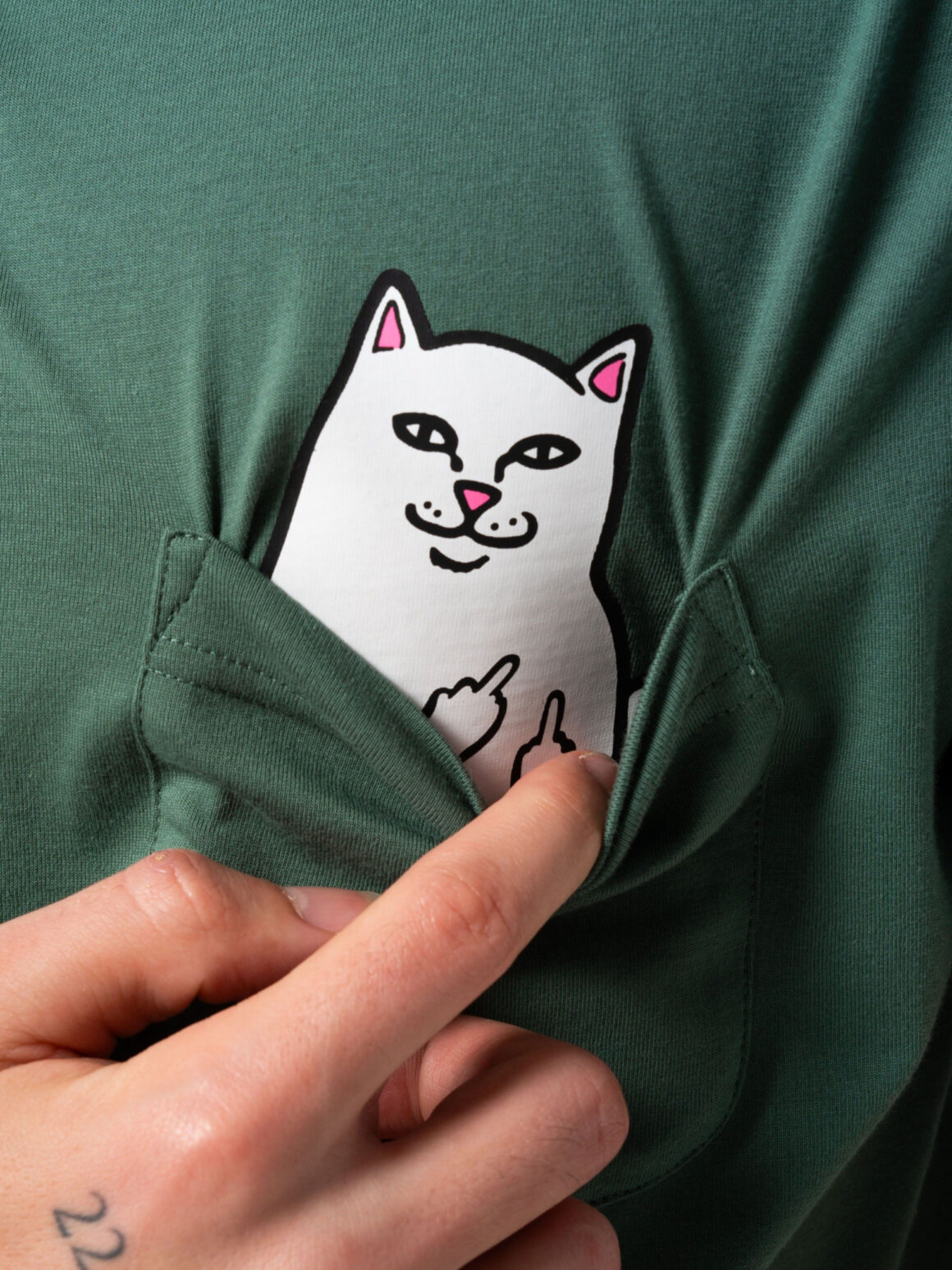 Imagem de: Camiseta RIPNDIP Lord Nermal Pocket Verde Oliva Escuro
