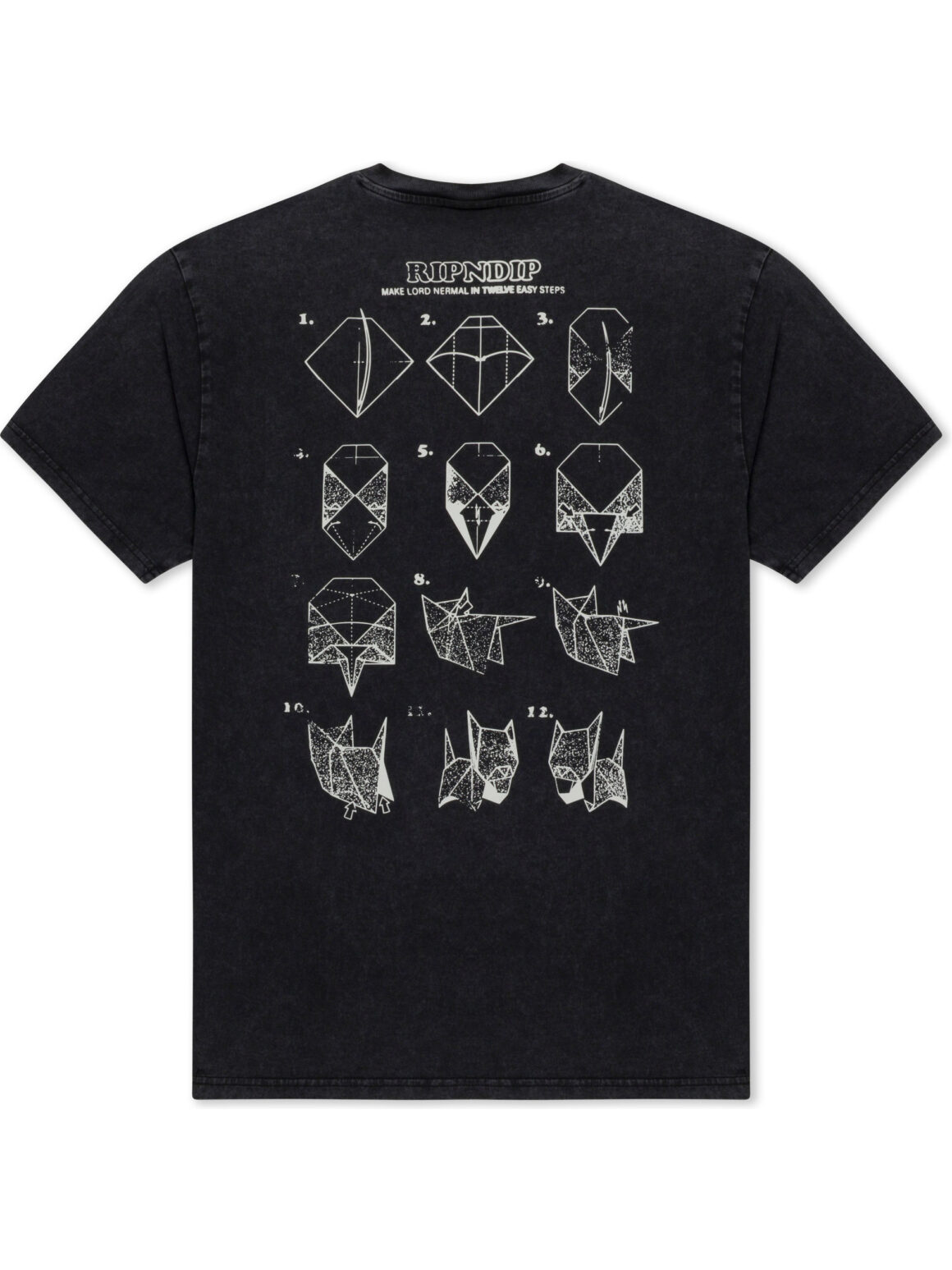 Imagem de: Camiseta RIPNDIP Origami Preta Lavagem Vintage