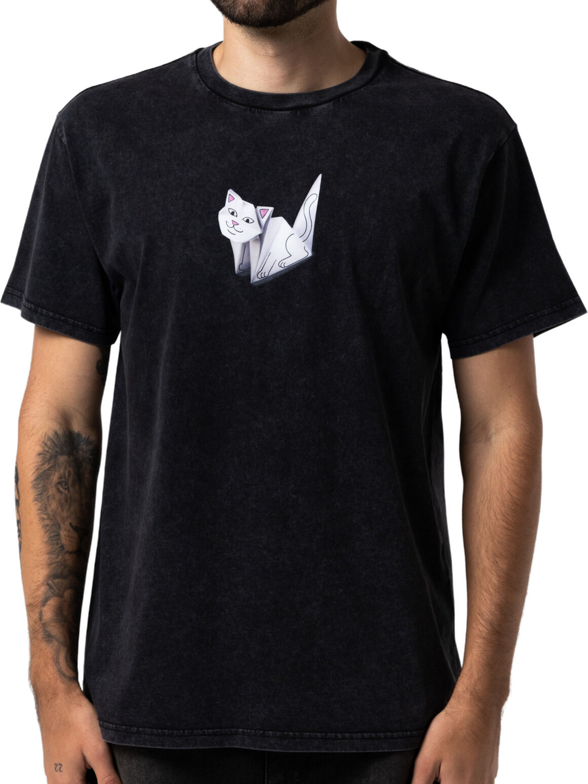 Imagem de: Camiseta RIPNDIP Origami Preta Lavagem Vintage