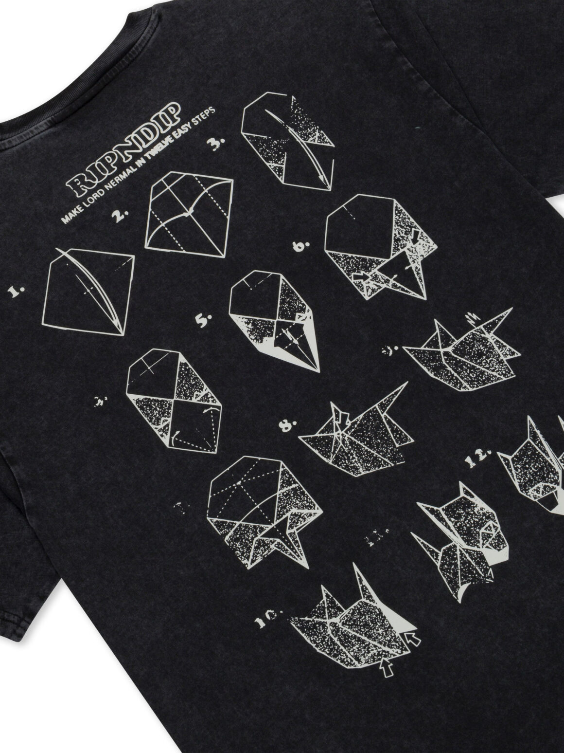 Imagem de: Camiseta RIPNDIP Origami Preta Lavagem Vintage