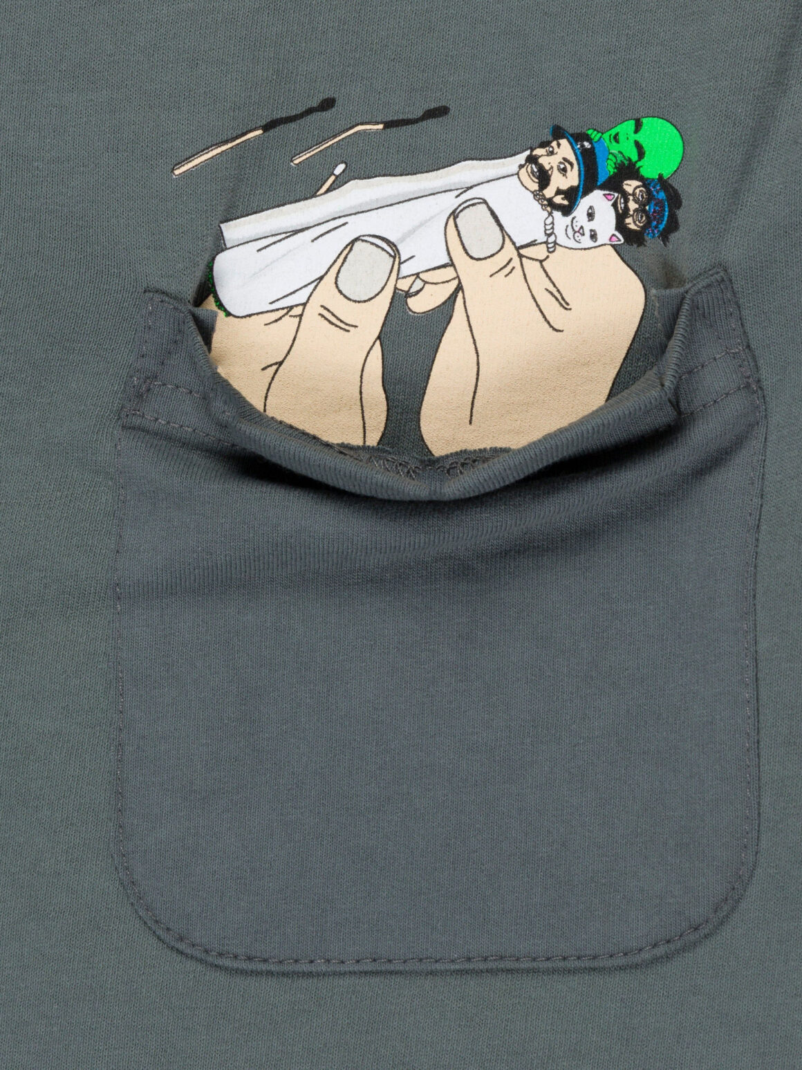 Imagem de: Camiseta Ripndip Roll Me Up Pocket Cinza Chumbo