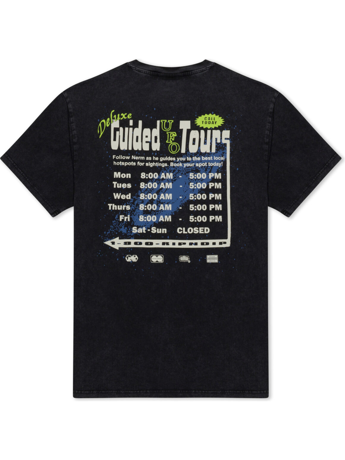 Imagem de: Camiseta Ripndip UFO Tours Preto Estonado