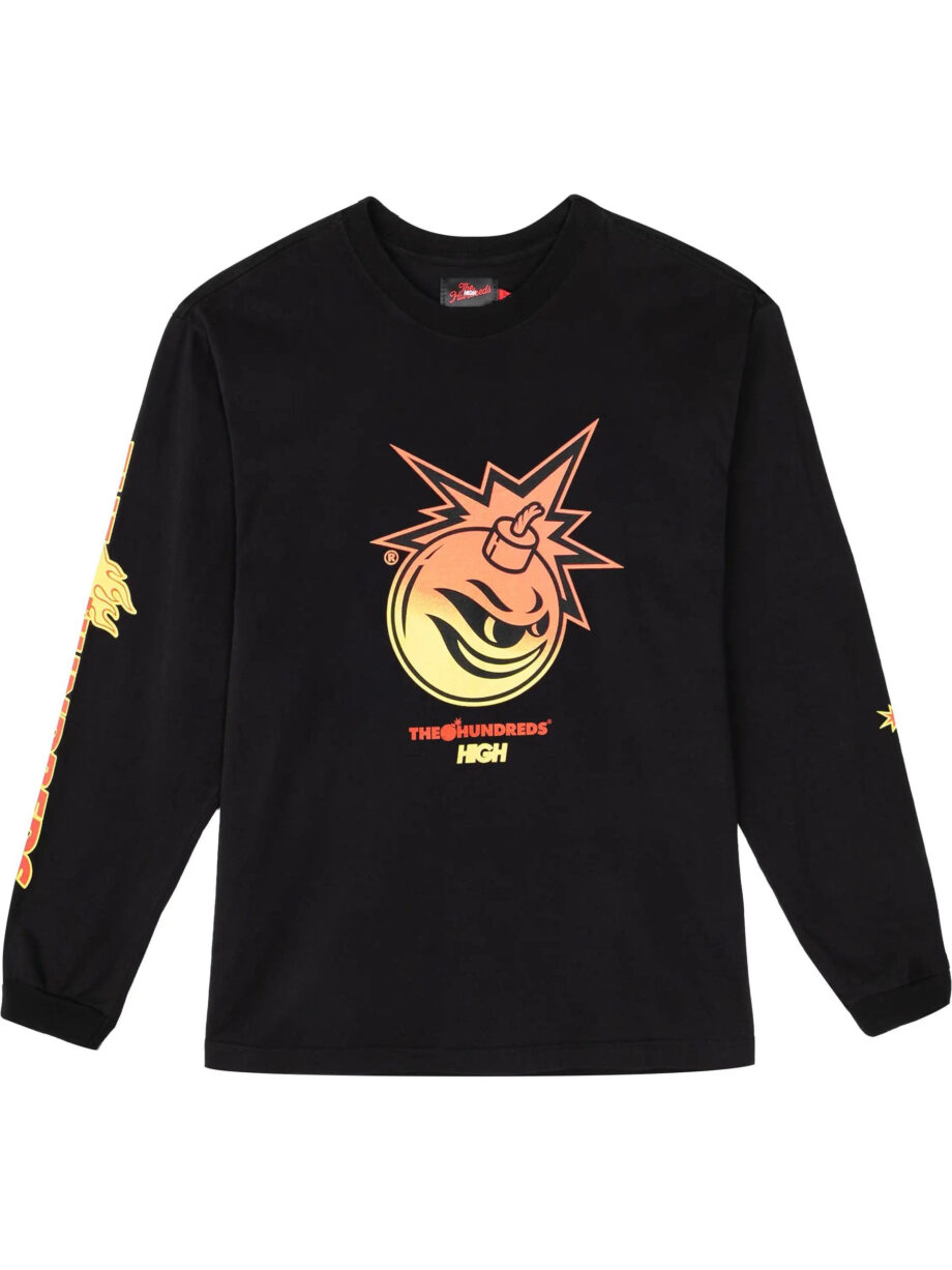 Imagem de: Camiseta Manga Longa High Company X The Hundreds Adam Bomb Flames Preta