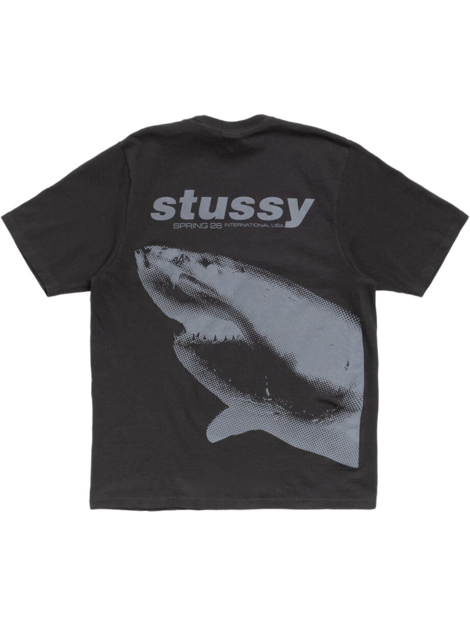 Imagem de: Camiseta Stüssy Shark Tee Pigment Dyed Preto Desbotado