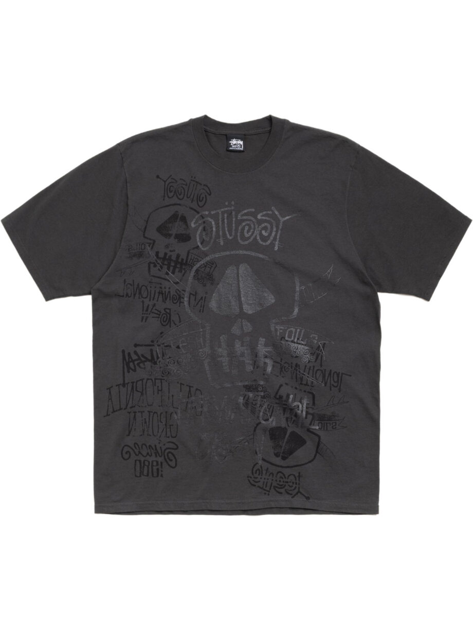 Imagem de: Camiseta Stüssy Skulls Pigment Dyed Preto Desbotado