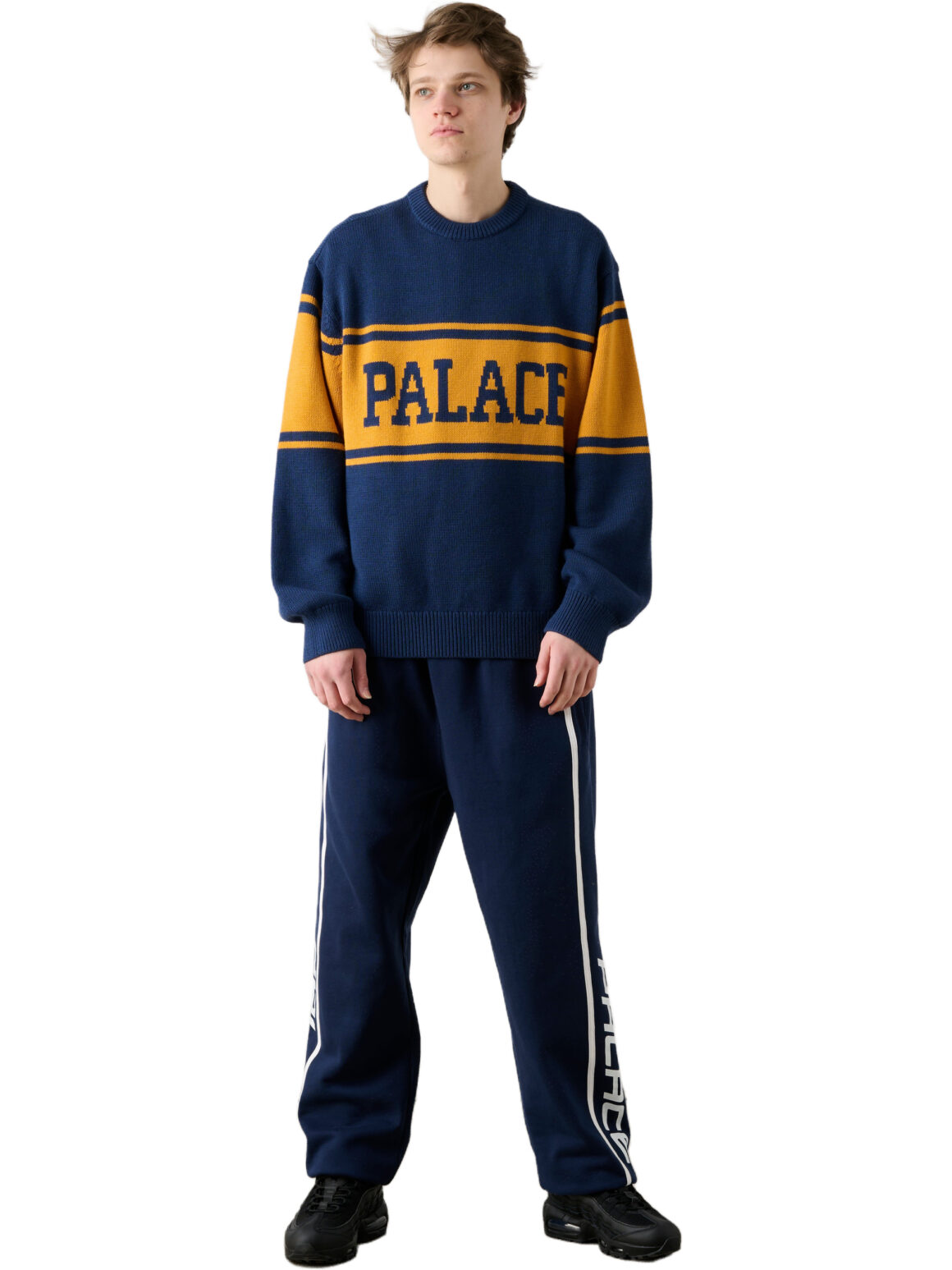 Imagem de: Suéter Palace Skateboards College Stripe Knit Azul Marinho