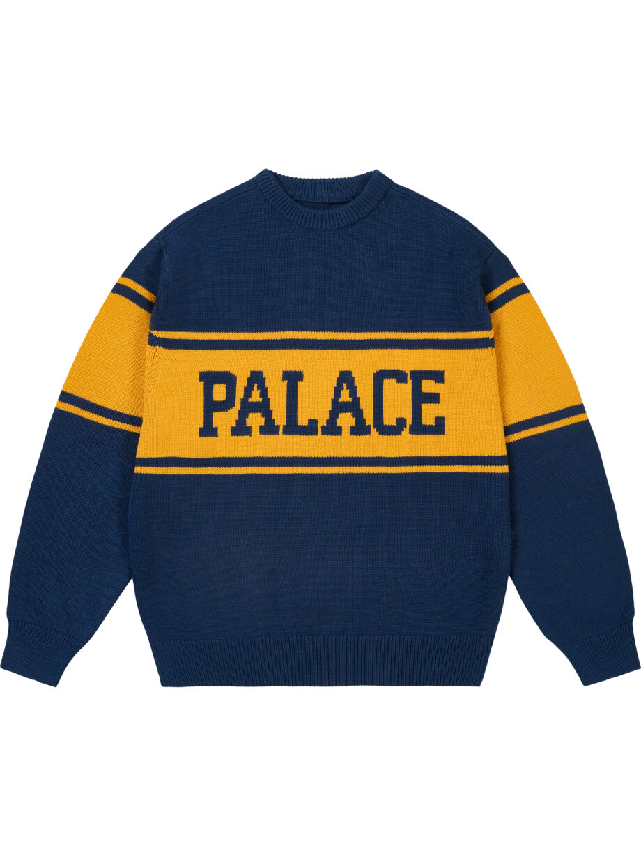 Imagem de: Suéter Palace Skateboards College Stripe Knit Azul Marinho