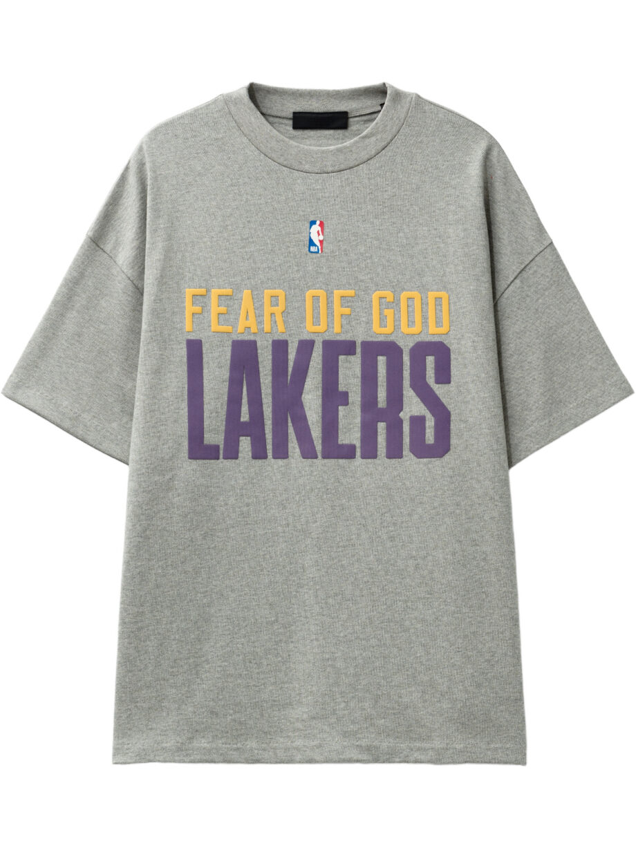 Imagem de: Camiseta Fear of God Essentials Lakers 90s Cinza Mesclado