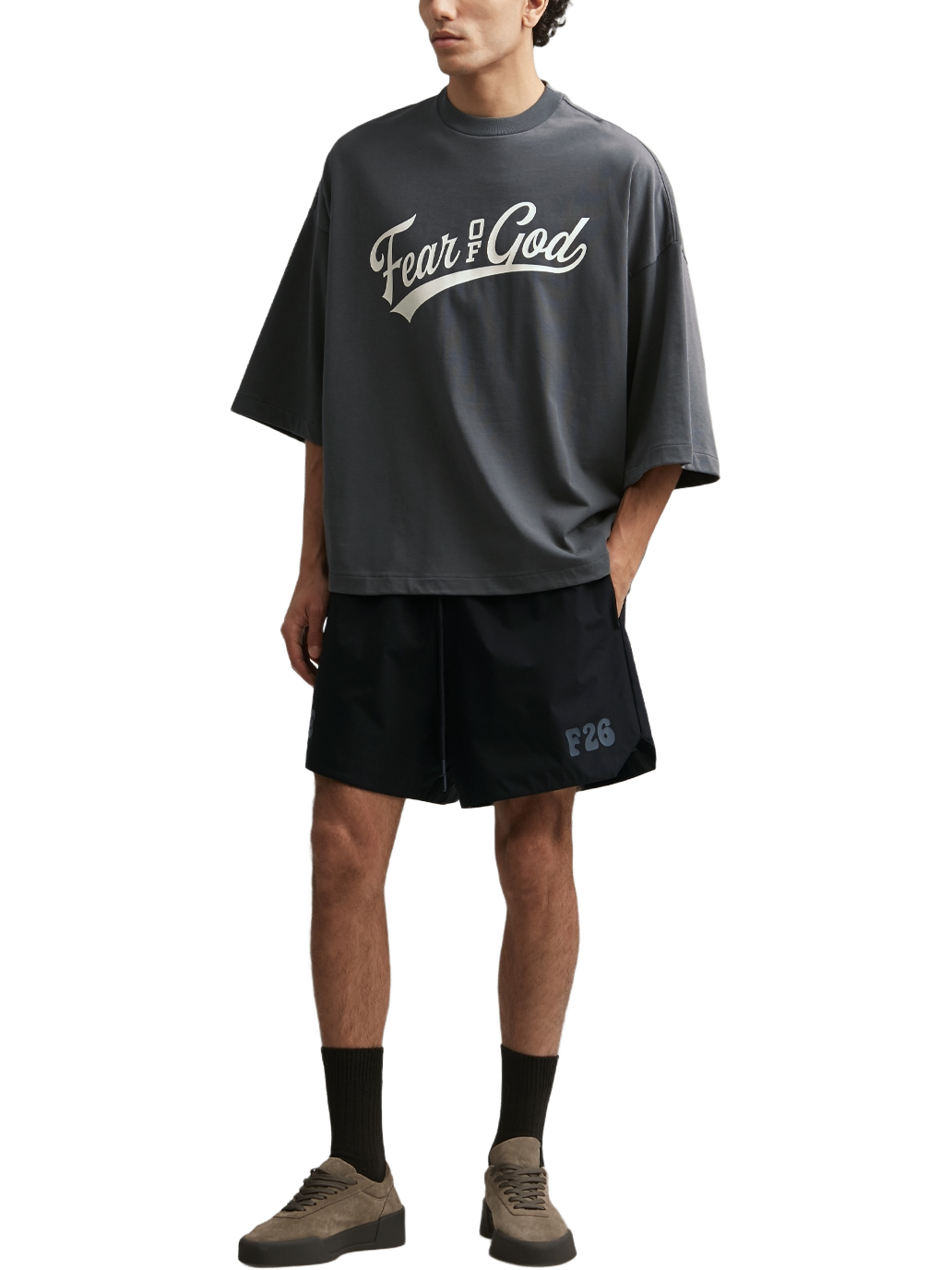 Imagem de: Camiseta Fear of God Essentials Merch Tee Boxy Fit Cinza Ferro