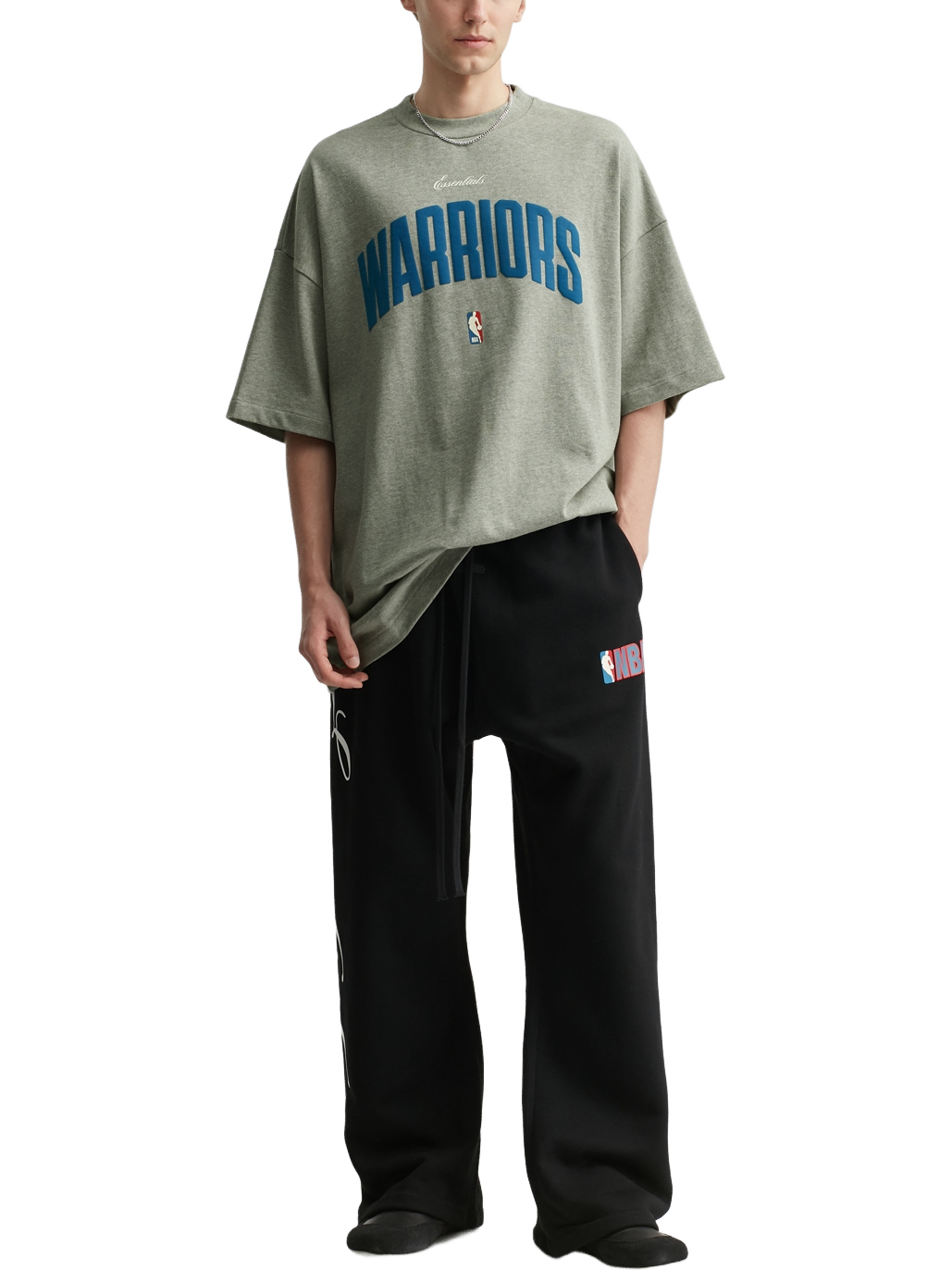 Imagem de: Camiseta Fear of God Essentials NBA Warriors 90’s Cinza Mescla