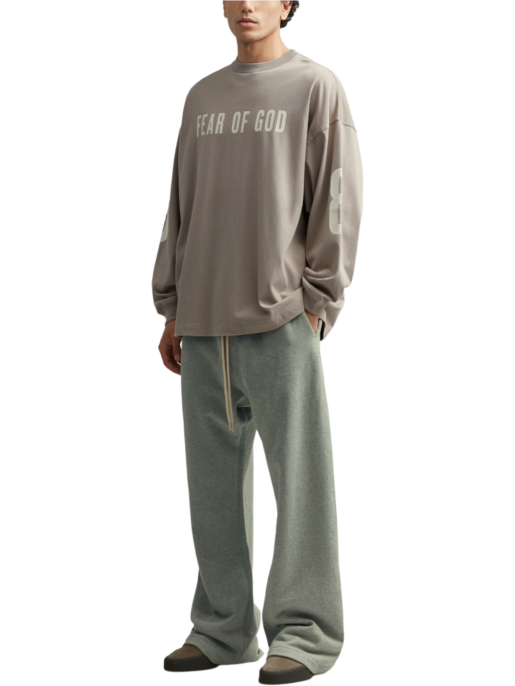 Imagem de: Camiseta Manga Longa Fear of God Essentials Merch Cinza Seal