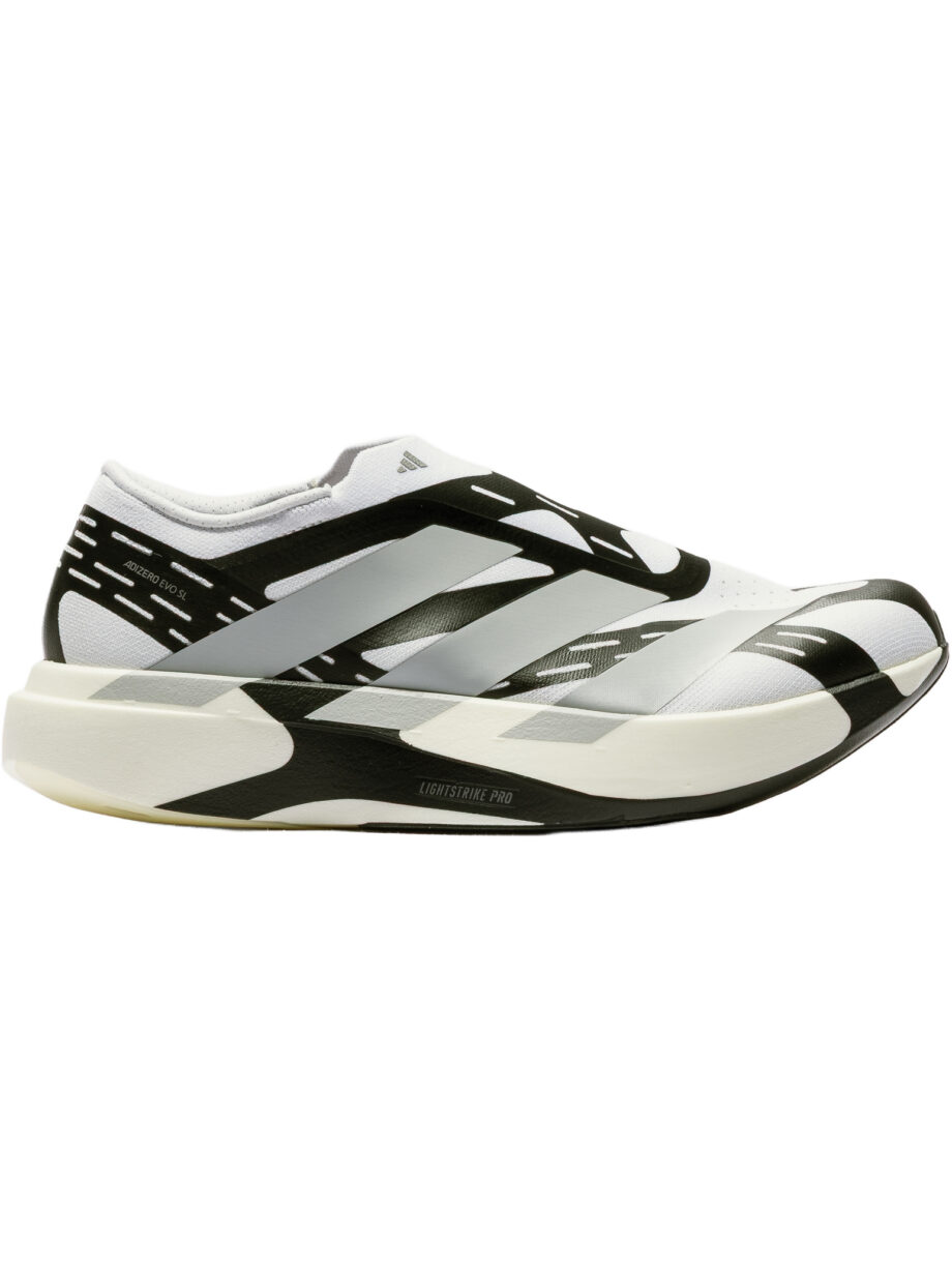 Imagem de: Tênis adidas Originals Adizero EVO SL Laceless LightstrikePro Branco Cinza e Preto